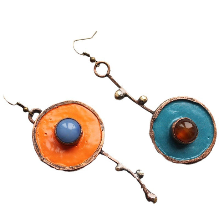 Wholesale Asymmetrical Graffiti-Style Antique Copper Earrings