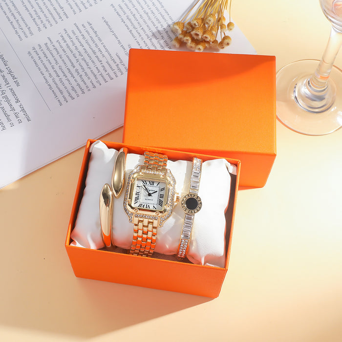 Wholesale Titanium Steel Casual Thin Strap Mesh Strap Quartz Watch + Bracelet Set