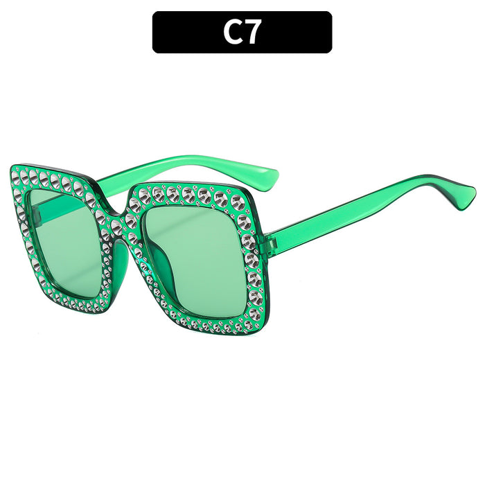Wholesale Square Rhinestone Disco Sunglasses