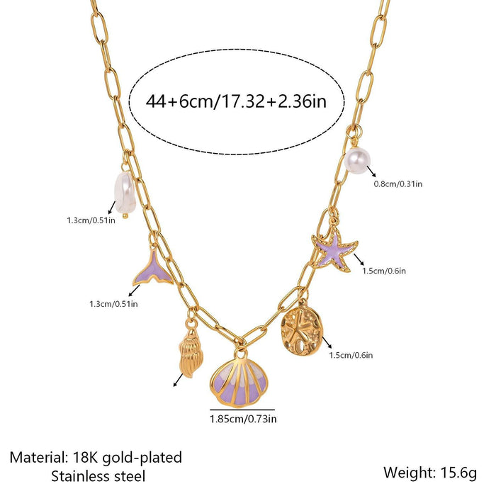 Wholesale Shell Starfish Pearl Stainless Steel Necklace