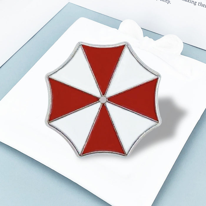 Wholesale Red Umbrella Brooch Pin Zinc Alloy Octagon Badge Fashion Accessory MOQ≥2