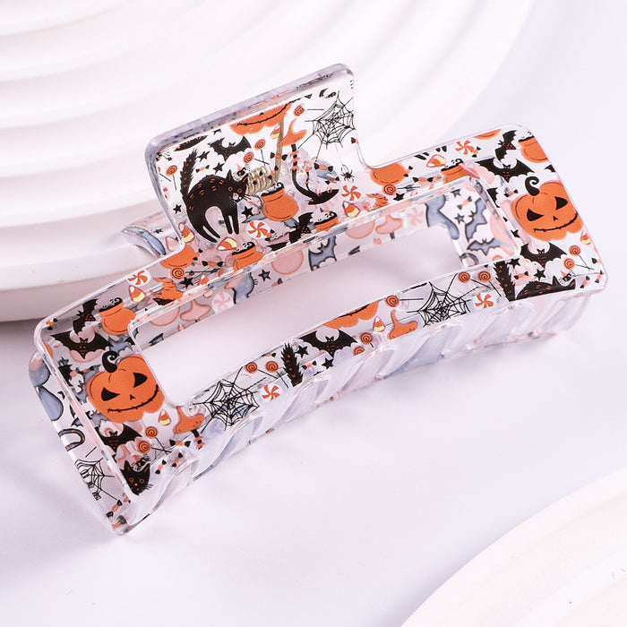 Wholesale Christmas Halloween Transparent Printed Plastic Hairpin JDC-HC-Fengp006