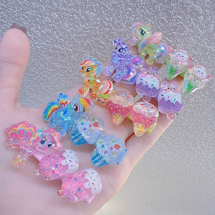 Wholesale 5pcs/ set Cartoon Jelly Colorful Pony Hair Tie Beaded Hair Tie