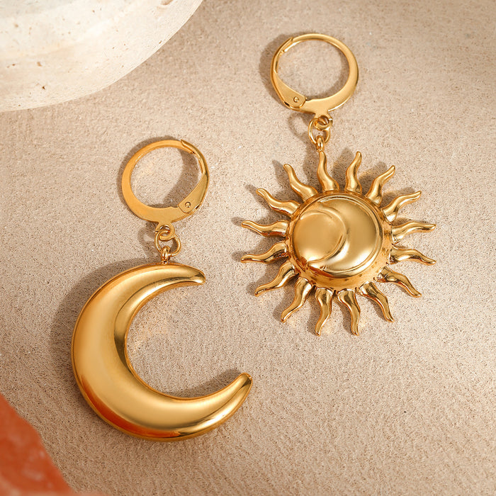 Wholesale Stainless steel moon and sun earrings