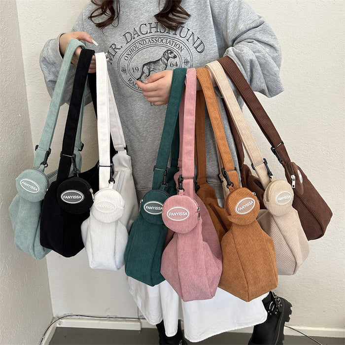 Wholesale New shoulder bag, corduroy, versatile for commuting, large capacity crossbody bag