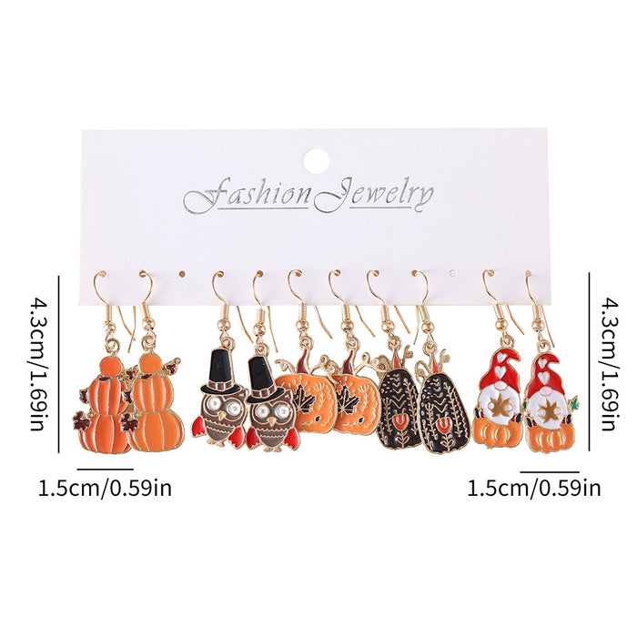 Wholesale Thanksgiving Pumpkin Earring Set Trendy Fall Alloy Drop Earrings Fashion Accessory