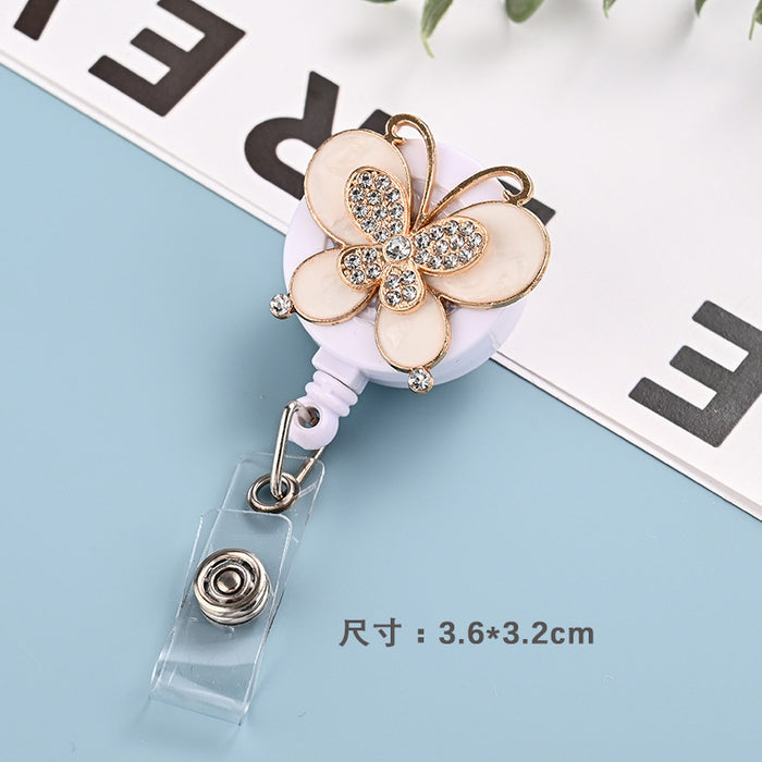 Wholesale Metal Diamond Butterfly Cartoon Retractable Buckle Keychain JDC-KC-ChangQi001