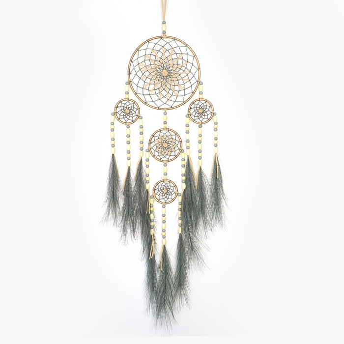 Wholesale Hand Knitted Pampas Grass Dreamcatcher Wall Hanging with Preserved Flowers MOQ≥2