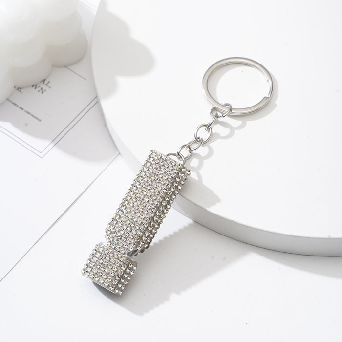 Wholesale Diamond Flat Aluminum Alloy Double-tube Whistle Keychain JDC-KC-ZY027