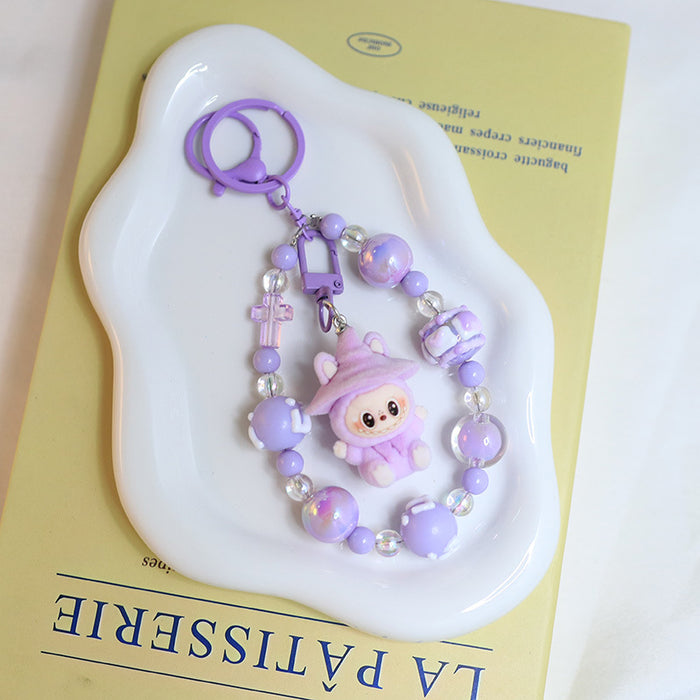 Wholesale Flocking car keychain pendant cartoon cute clown doll bag pendant
