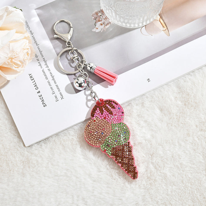Wholesale Strawberry Fleece Rhinestone Keychain