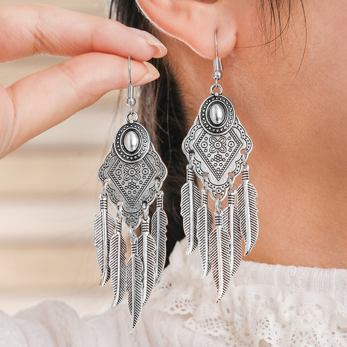 Wholesale 2pcs Bohemian Vintage Flower Tassel Elegant Earrings