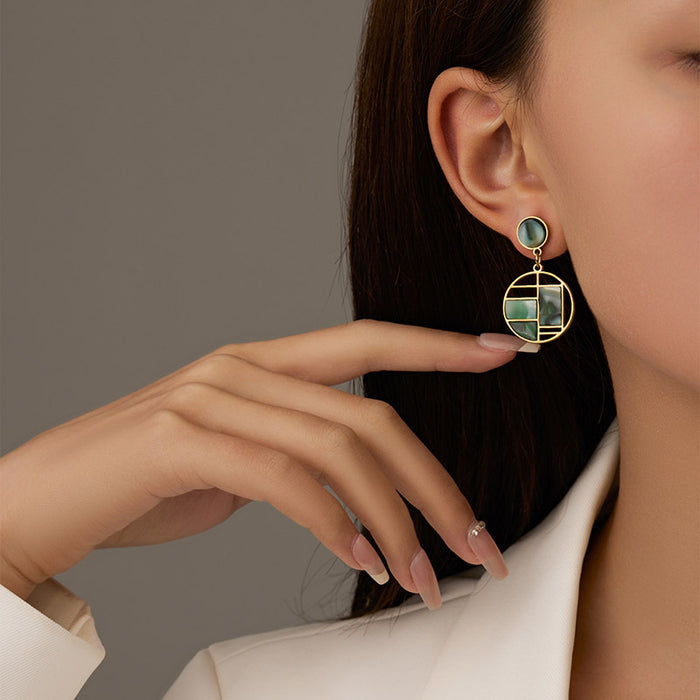 Wholesale 3pcs Turquoise Geometric Stainless Steel Earrings