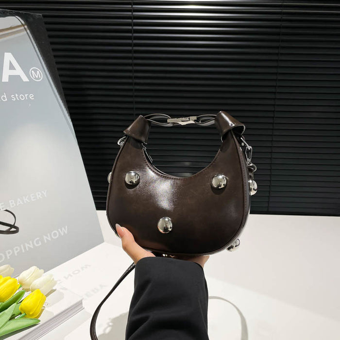 Wholesale Trendy Rivet Crescent Bag Street Fashion Small PU Crossbody