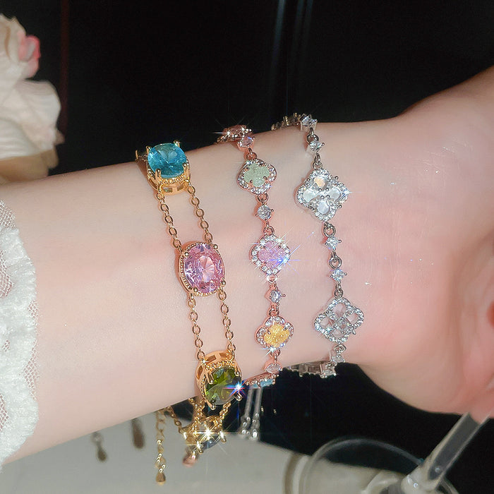 Wholesale Trendy Zircon Flower Bracelet Copper Jewelry Accessory