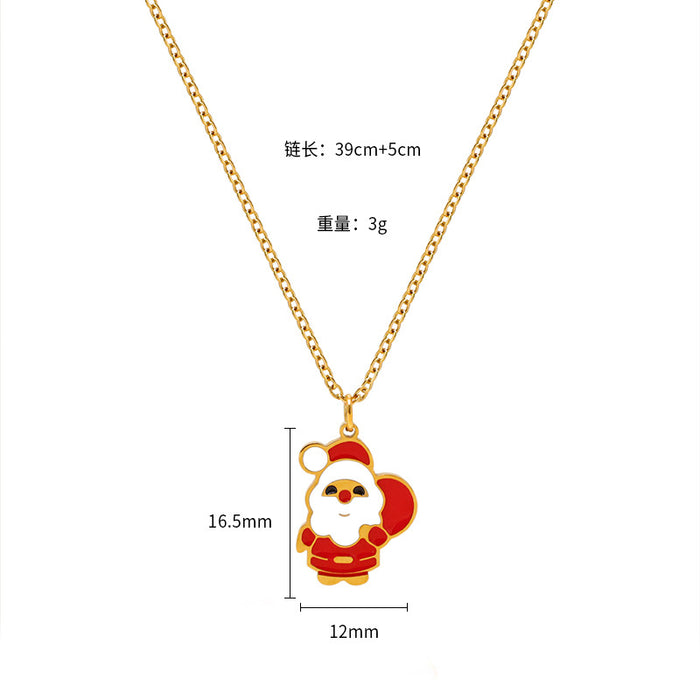 Wholesale Christmas Cartoon Oil Dripping Creative Design Necklace