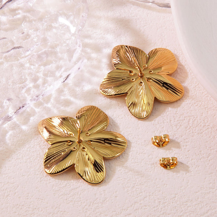 Wholesale Stainless Steel Five Petal Flower Earrings for Women