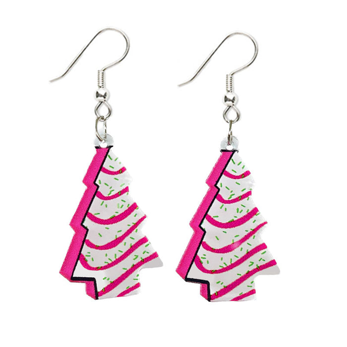 Wholesale Pink Christmas Acrylic Earrings JDC-ES-HeYi098