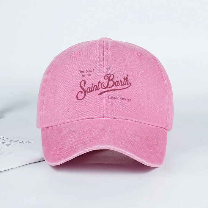 Wholesale Trendy Vacation Style Letter Print Washed Distressed Peaked Cap With Sun Protection