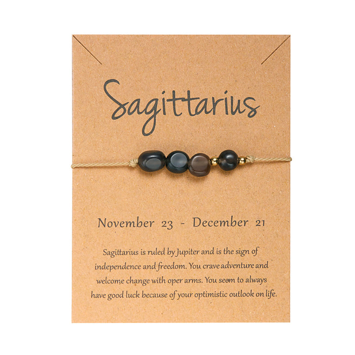 Wholesale 12 constellations natural stone hand-woven cardboard bracelet original stone beads