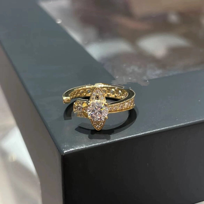 Wholesale Diamond studded ring with high-end feel, zircon opening adjustable ring