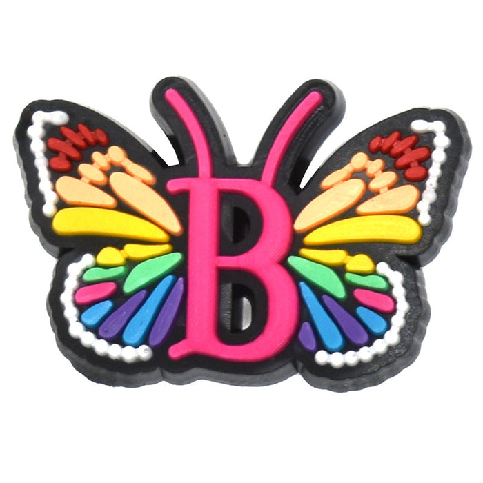 Wholesale 100 PCS PVC Cartoon Butterfly Alphabet DIY Shoe Buckles JDC-SC-RYY004