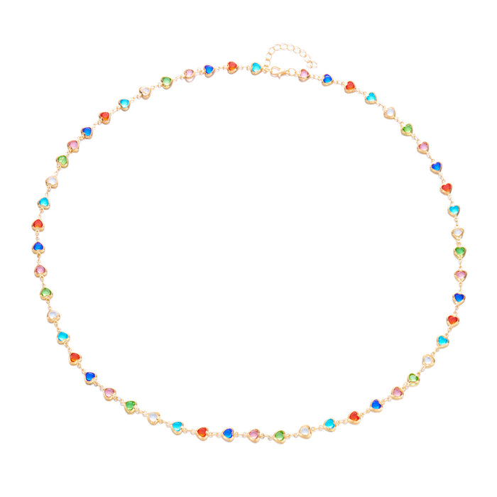 Wholesale Colorful Heart Necklaces, Hot Girls Stackable Versatile Trendy Necklaces