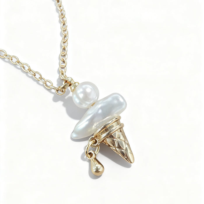 Wholesale Pearl Ice Cream Necklace Clavicle Chain plated 18K Gold Color Retention