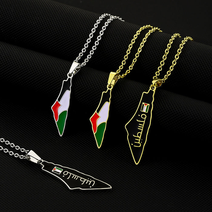 Wholesale Stainless Steel Israel and Palestinian Pendant Necklace JDC-NE-YuTing007