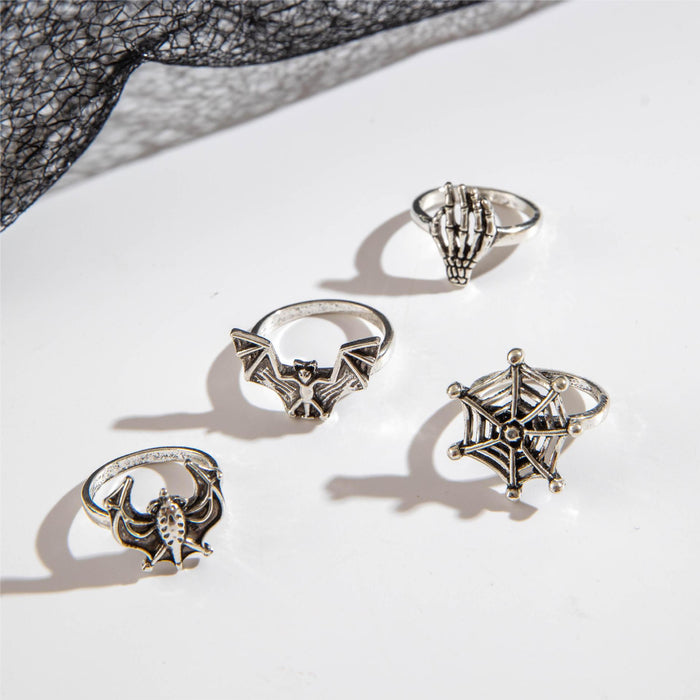 Wholesale Punk Skull Bat Ring Set 8 Pieces Alloy Fashion Accessory MOQ≥2