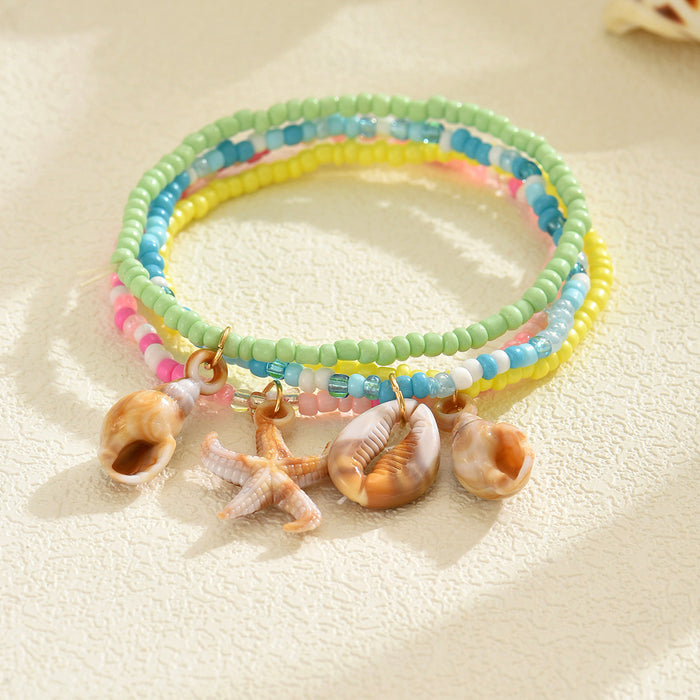 Wholesale Rice Bead Bracelet 4-Piece Set Summer Shell Starfish Pendant Bracelet