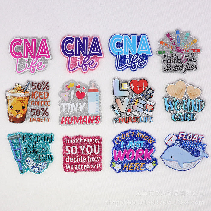 Wholesale Cartoon Letter Beverage Acrylic Pin DIY Patch Accessories JDC-FK-OuYie006