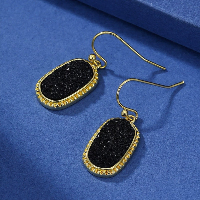 Wholesale Geometric Elliptical Resin Imitation Crystal Tooth Earrings