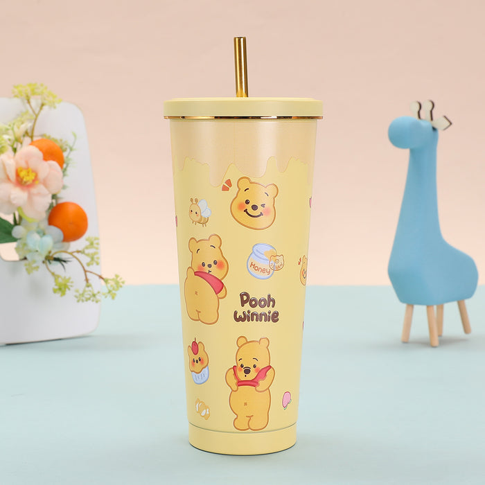 Wholesale Cute cartoon gold-rimmed insulated thermos cup
