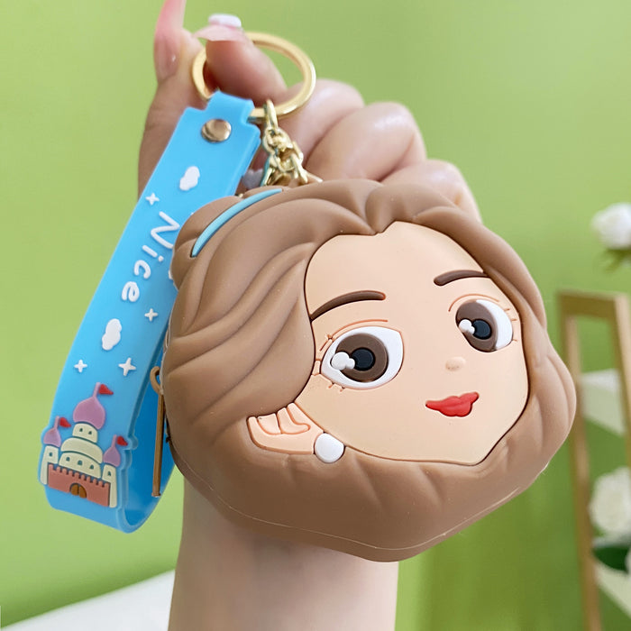 Wholesale soft rubber Princess coin purse keychain creative trend car bag small pendant couples small gift