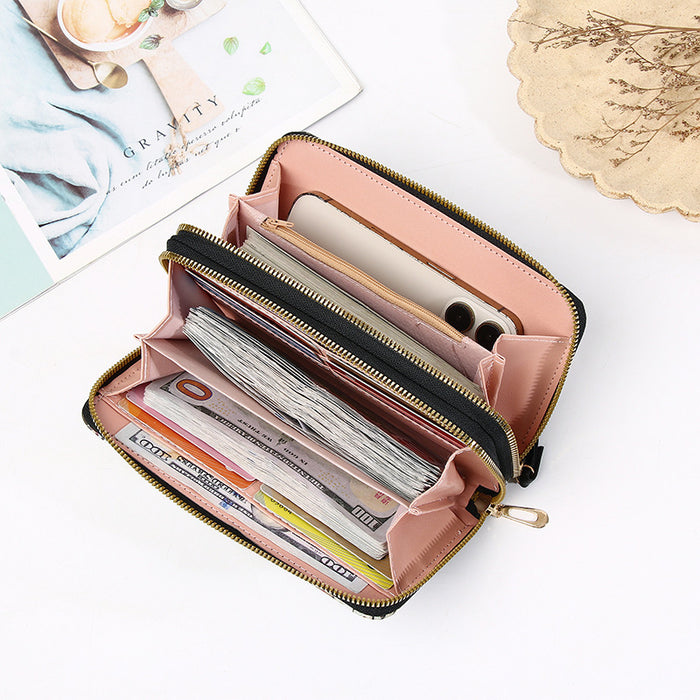 Wholesale   Double Zipper Wallet Women's Cartoon Handheld  Bag Coin Purse