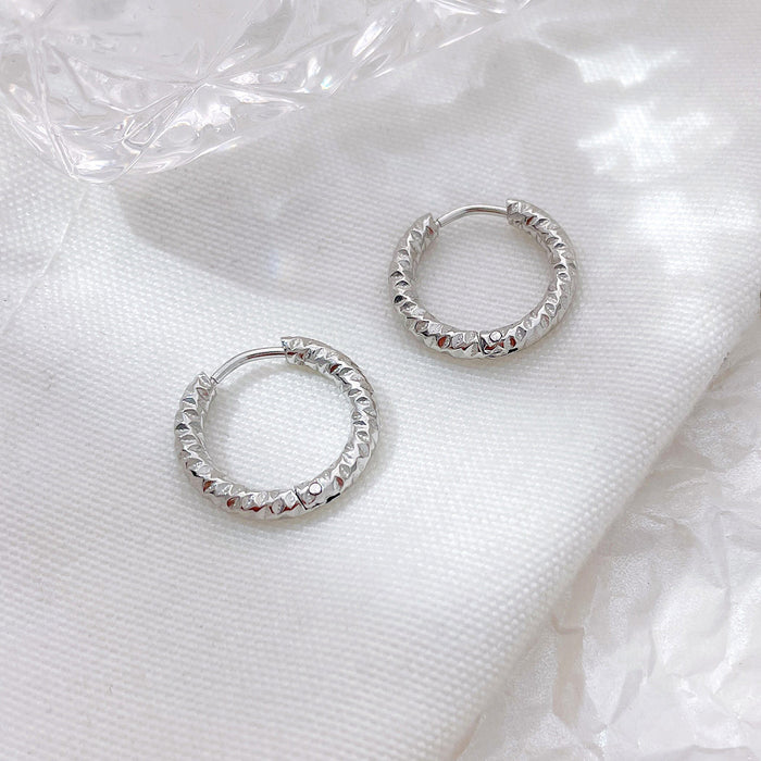 Wholesale Stainless steel circle versatile earrings, ear buckles, niche titanium steel earrings, earrings, temperament
