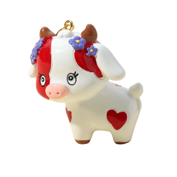 Wholesale Cartoon Cow Resin Keychain JDC-KC-RongRui047