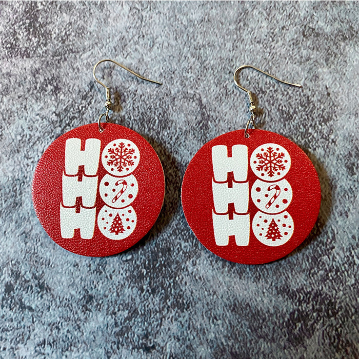 Wholesale Christmas Earrings Santa Elk Green Printing Leather Earrings