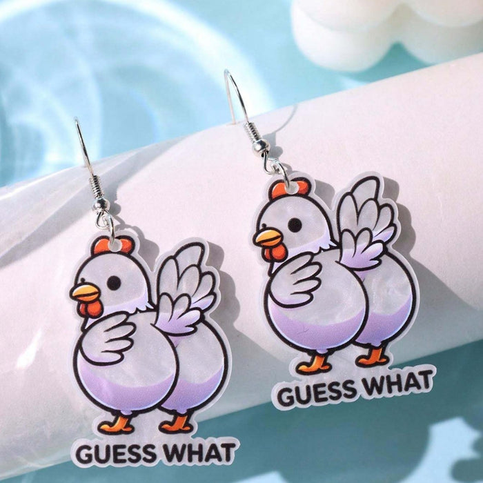 Wholesale Acrylic Chicken Shaped Pendant Earrings Fashion Accessory Casual Fun