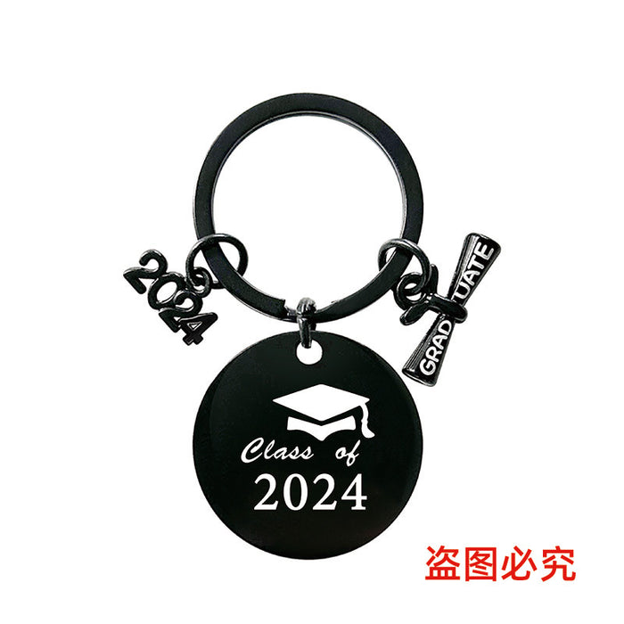 Wholesale Graduation Season Gift Round Stainless Steel Keychain JDC-KC-GangGu049