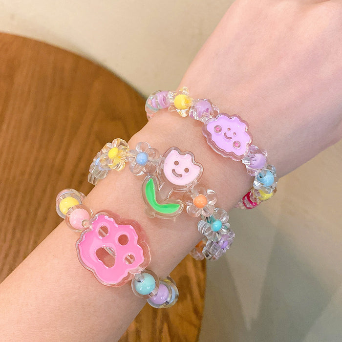 Wholesale Cartoon Children's Bracelets Princess Jelly Color Beaded Cute Baby Girls Bracelets Student Jewelry Bracelet Accessories