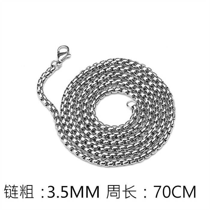 Wholesale Stainless steel square pearl necklace, titanium steel jewelry with chain, thick chain, men's snake bone chain, plain chain, simple