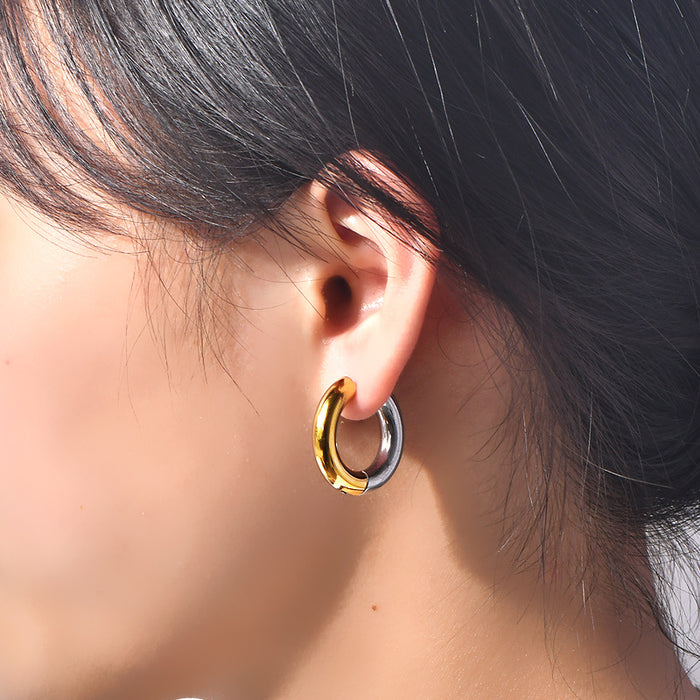 Wholesale ins style fashion round color titanium steel men' s and women' s earrings