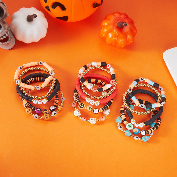 Wholesale  bracelet ghost pumpkin skull letter pendant beaded bracelet festive party multi-layer bracelet