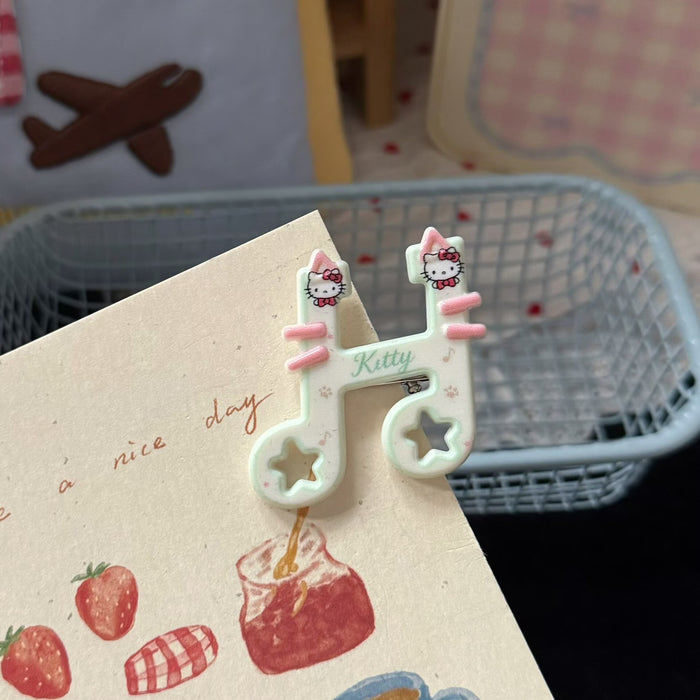 Wholesale Cat Music Note Duckbill Hair Clips For Girls Cute Pink Resin Hair Accessory Trendy Fashion Gift