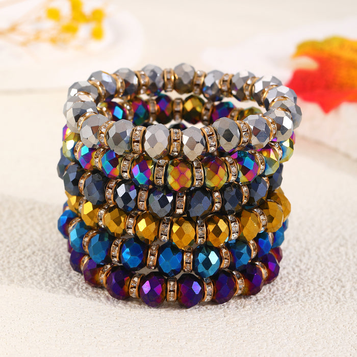 Wholesale Diamond Color Round Beaded Handmade Beaded Bracelet Crystal Bracelet