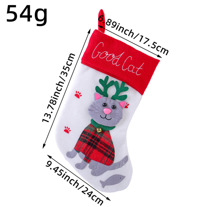 Wholesale Cute Cat and Dog Christmas Socks Cartoon Christmas Socks Pendant Christmas Tree Gift Bag Decorative Socks