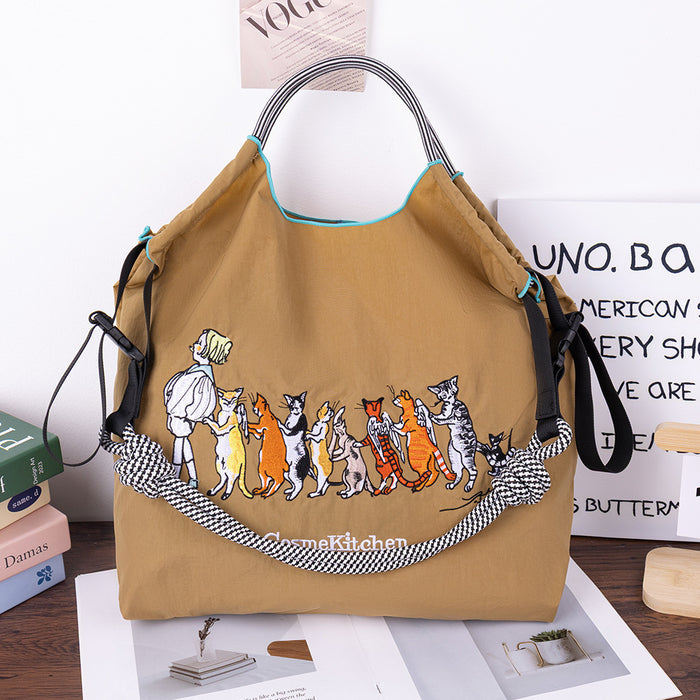 Wholesale Canvas bag embroidery shopping bag tote bag large capacity bag women' s handbag crossbody bag