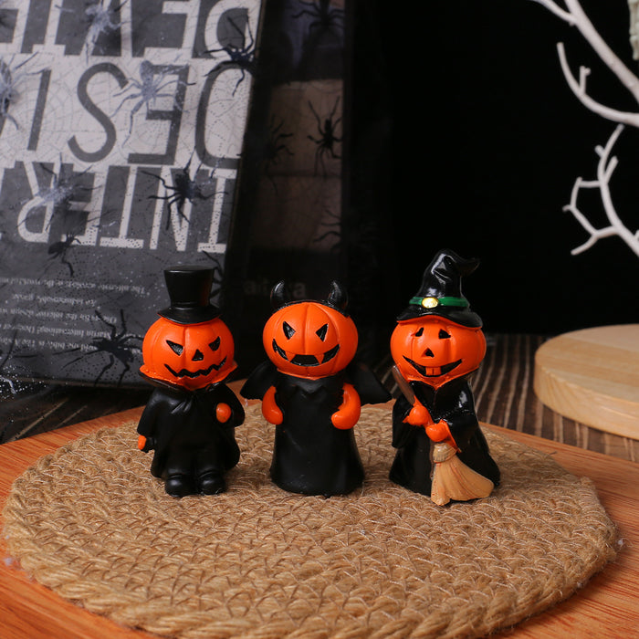 Wholesale  Mini Pumpkin Little Devil Gentleman Doll suit Home Party Desktop Resin Craft Ornaments